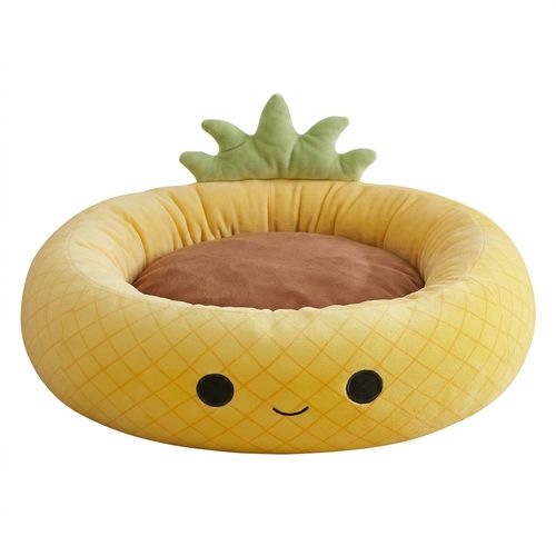 Squishmallows Maui Pineapple 24-inch bright yellow plush bolster pet bed