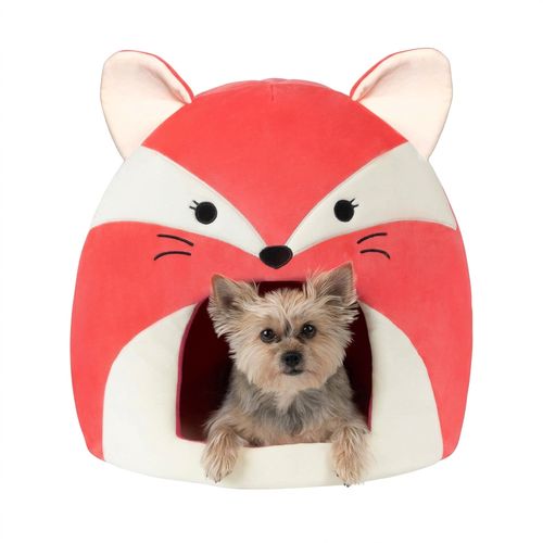 Squishmallows Fifi the Fox 16-inch enclosed plush pet cave with orange exterior and dome opening