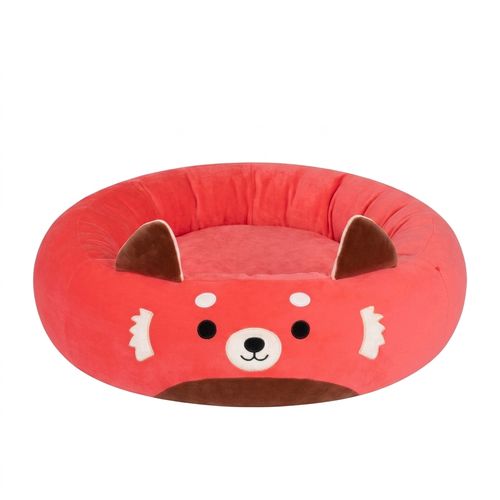 Squishmallows Cici the Red Panda 30-inch plush bolster pet bed, top view showing cushioned rim