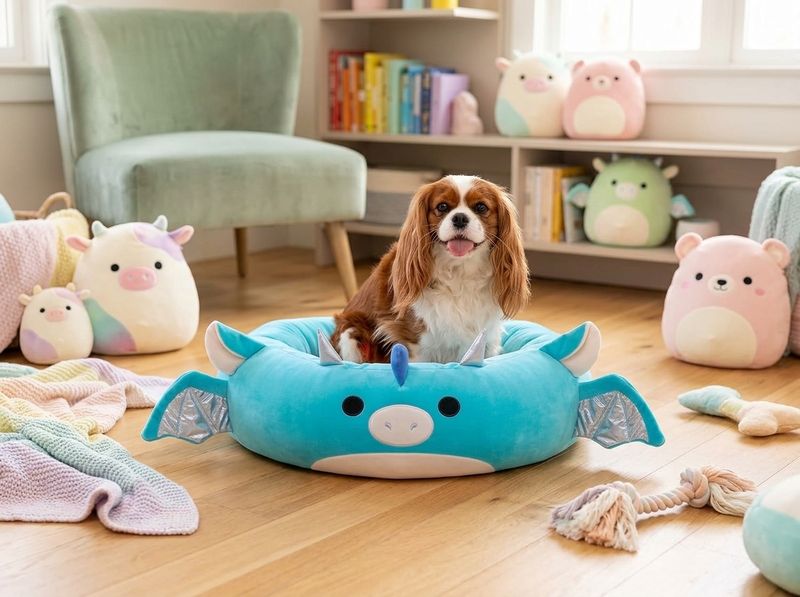 Small dog curled inside the Tatiana Dragon plush bolster bed with chin resting on the cushioned rim